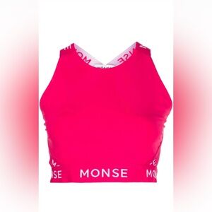 NWT MONSE Logo-print Halterneck Sports Top - Size Medium